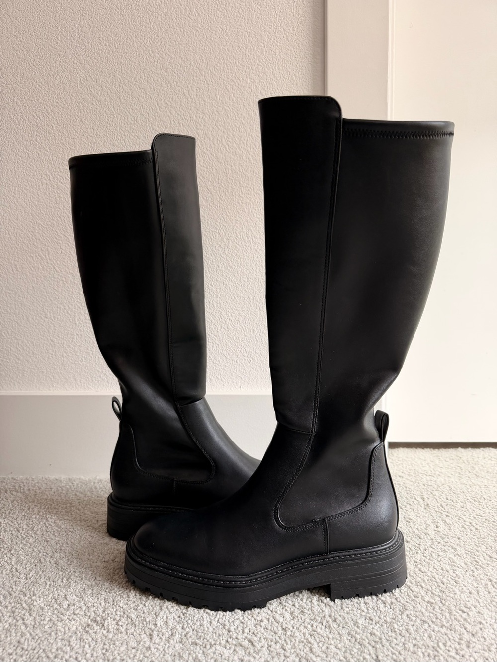 ZARA Black Knee High Lug Sole Boots (EUR 37) - Picture 5 of 7
